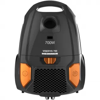Aspirator cu sac Heinner HVC-MGRY1400-V2, 700 W, sac textil, 3 L, putere variabila, HEPA 12, tub telescopic metalic, Negru