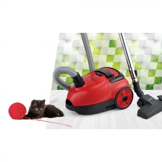 Aspirator cu sac Heinner HVC-VB750RD, putere 750W, putere de aspirare: 180W, sac textil 1.6 L, control variabil al puterii, nivel de zgomot: 78dB, Rosu