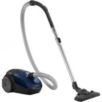 Aspirator cu sac Philips PowerGo FC8240/09, 900 W, 3 L, filtru anti-alergeni, accesorii integrate, Albastru