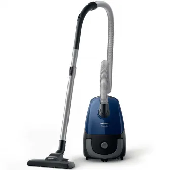 Aspirator cu sac Philips PowerGo FC8240/09, 900 W, 3 L, filtru anti-alergeni, accesorii integrate, Albastru