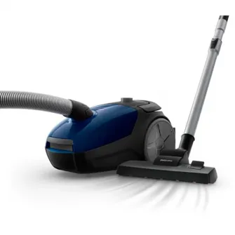 Aspirator cu sac Philips PowerGo FC8240/09, 900 W, 3 L, filtru anti-alergeni, accesorii integrate, Albastru