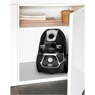 Aspirator cu sac Rowenta Compact Power Animal Care RO3985EA, 750W, tub telescopic din metal, sac Hygiene+, negru