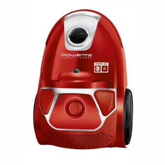 Aspirator cu sac Rowenta Compact Power parquet RO3953EA, 750W, Clasa A, Tub telescopic din metal, Sac Hygiene+, Rosu