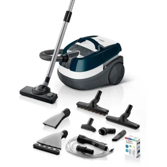 Aspirator cu spalare Bosch BWD41720, 1700 W, 5 L, Filtru Epa, Perie Parchet, Alb/Turcoaz