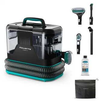 Aspirator cu spalare Rowenta Clean IT IN5020F0, 750W, putere aspirare 13.5kpa, rezervor apa & detergent 2.3L, rezervor apa murdara 1.5L, perii 8/15 cm, accesoriu spatii inguste & incaltaminte, auto clean, detergent 250ml inclus, husa, negru