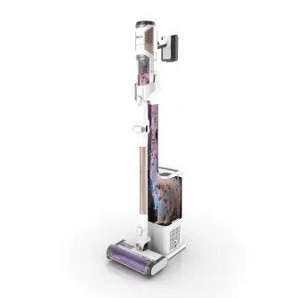 Aspirator fara fir Shark IW3612EU Detect Clean & Empty, putere de aspirare puternica cu tehnologia DirtDetect, statie de baza cu golire automata 2 litri, autonomie 60 de minute, 240W, Alb/Auriu