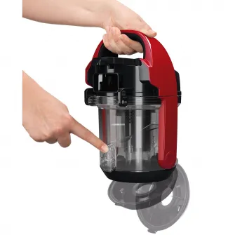 Aspirator fara sac Bosch 3A BGC05AAA2, 700W, 1.5 l, Filtru igienic PureAir, Perie parchet, Easy Clean, Rosu/Negru