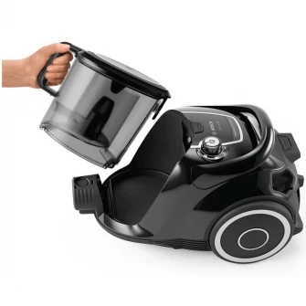 Aspirator fara sac Bosch ProSilence BGS41SIL66, capacitate 2.4 L, sistem EasyClean, Tehnologie Smart Sensor Control, 600 W, negru