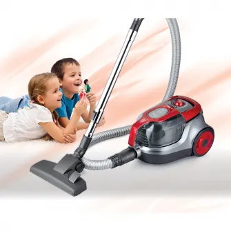 Aspirator fara sac Heinner HVC-V750RD, 750W, recipient praf din plastic 2.2L, filtrare ciclonica, filtru HEPA dublu 13, Gri / Rosu