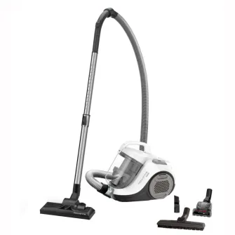 Aspirator fara sac Rowenta Swift Power Cyclonic RO2957EA, 750W,Clasa A, tehnologie ciclonica, 7.6m, motor Effitech, Animal Care, Alb/Negru