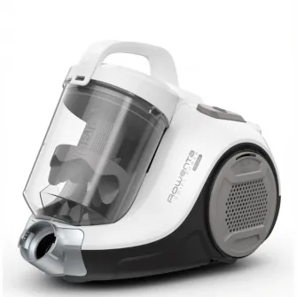 Aspirator fara sac Rowenta Swift Power Cyclonic RO2957EA, 750W,Clasa A, tehnologie ciclonica, 7.6m, motor Effitech, Animal Care, Alb/Negru