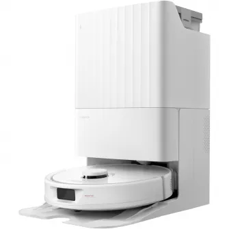 Aspirator Roborock Q Revo cu statie de incarcare, 5500 pa, mop dual 200 rpm, auto-umplere cu apa, auto-spalare mop, auto-golire recipient praf, tehnologie reactiva de evitare obstacole, mapare 3d rapida, control app, alb