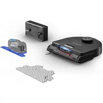 Aspirator robot Rowenta X-Plorer Serie 220 RR9465WH, aspirator si mop, autonomie 120 min, recipient praf 0.35L, nivel de zgomot 70 dB(A), sistem Smart Aqua Power, negru