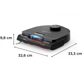 Aspirator robot Rowenta X-Plorer Serie 220 RR9465WH, aspirator si mop, autonomie 120 min, recipient praf 0.35L, nivel de zgomot 70 dB(A), sistem Smart Aqua Power, negru