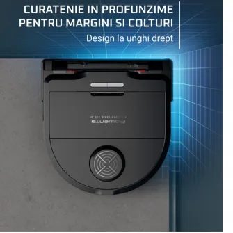 Aspirator robot Rowenta X-Plorer Serie 240 RR9675WH, aspirator si mop, autonomie 120 min, recipient praf 0.35L, statie de incarcare, sistem Smart Aqua Power, negru