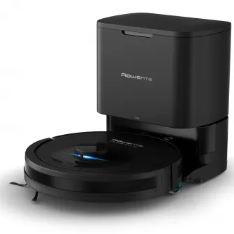 Aspirator robot Rowenta X-Plorer Serie 85+ RR87D5WH, aspirator si mop, putere 6000 Pa, 270 min, 4 trepte de putere, rezervor apa 0.29L, capacitate praf 0.26L, navigare laser 360°, statie incarcare si golire praf, sistem Smart Aqua Power, negru