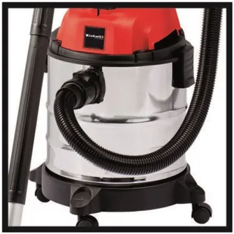 Aspirator umed/uscat Einhell TH-VC 1820 S,putere 1250 W, putere aspiratie 18 kPa,conector suflare aer,furtun 150 cm,suport accesorii, rezervor otel inoxidabil 20 L