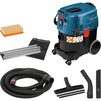 Aspirator universal Bosch Professional GAS 35 L AFC, 1200 W, filtru-burduf plat, duza rosturi, sac de eliminare, racord, 3 tuburi aspirare, furtun 5 m, 23 l volum net rezervor