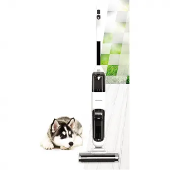 Aspirator vertical cu functie mop HEINNER ONE4FLOOR HSVC-M18WH3in1, aspirare, spalare, mop, sistem autocuratare, putere: 180w si 2 viteze, comenzi on/off, autonomie: 35min aspirare/21 min mop, 2 recipiente apa (curata/colectare): 600/400ml, alb