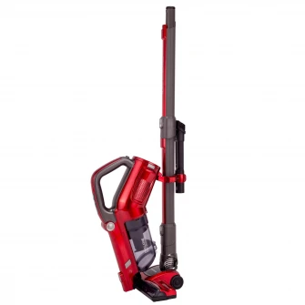 Aspirator vertical Daewoo 9 in 1, putere 130 W, recipient container praf 0.6 litri, timp de functionare pana la 30 de minute, filtru HEPA F5, timp de incarcare 4 ore, baterie detasabila, 2 trepte de putere, indicator Led, culoare rosu/argintiu