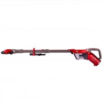 Aspirator vertical Daewoo 9 in 1, putere 130 W, recipient container praf 0.6 litri, timp de functionare pana la 30 de minute, filtru HEPA F5, timp de incarcare 4 ore, baterie detasabila, 2 trepte de putere, indicator Led, culoare rosu/argintiu