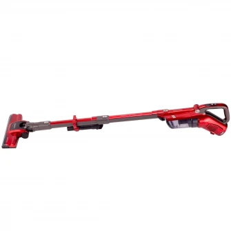 Aspirator vertical Daewoo 9 in 1, putere 130 W, recipient container praf 0.6 litri, timp de functionare pana la 30 de minute, filtru HEPA F5, timp de incarcare 4 ore, baterie detasabila, 2 trepte de putere, indicator Led, culoare rosu/argintiu