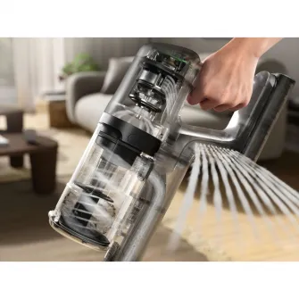Aspirator vertical Electrolux Seria 600 EP61H21WET, 21,6V, 2500 mAh, recipient praf 0,5l, tub inox, perie PowerPro multisuprafete cu LED, Perie PowerPro MOP cu 4 lavete rotative incluse, 79 dB, autonomie max 50 minute, albastru denim