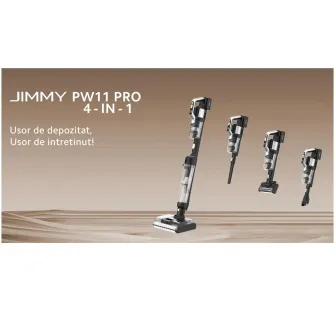 Aspirator vertical fara fir cu spalare Jimmy PW11 Pro 4-in-1 , aspirare umeda/uscata, putere 460W, baterie 4600mAh, autonomie pana la 80 min, negru
