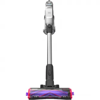 Aspirator vertical pe acumulator 4 in 1 Black & Decker BHFEA640WG, fara sac, motor digital, acumulator Li-Ion 21.6V 4 Ah, autonomie pana la 45 min, indicator status LED, 2 trepte de aspirare, iluminare LED perie, filtru anti-alergic
