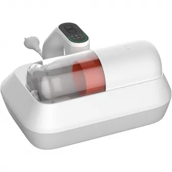 Aspirator Xiaomi Dust Mite Pro BHR8943EU, 14kPa, 400W, UV sterilizare, ultrasunete, filtrare HEPA, perie electrica spiralata, senzor inteligent, recipient transparent pentru praf, alb