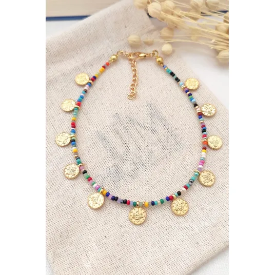 Atelier Miu, Bratara pentru glezna cu talismane cu monezi, Multicolor