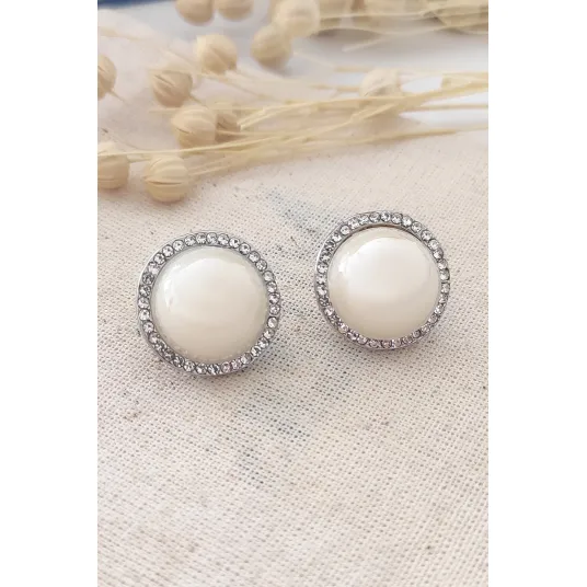 Atelier Miu, Cercei cu zirconia, Alb, Argintiu