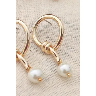 Atelier Miu, Cercei drop cu perle sintetice, Auriu