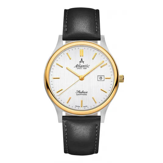 Atlantic, Ceas analog cu o curea de piele, Negru