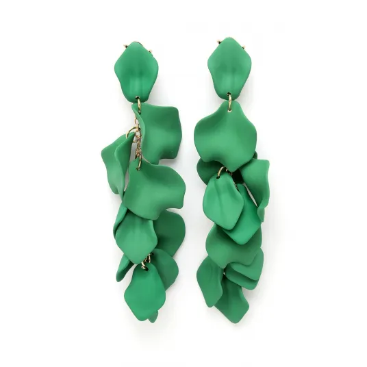 AVANT-GARDE PARIS, Cercei in forma de petala placati cu aur de 18K, Verde, Auriu