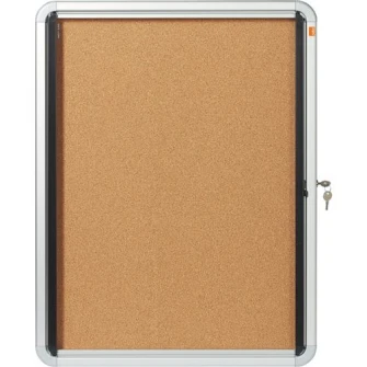 Avizier NOBO, pluta, interior, 4X A4, cu usa si lacat, natur