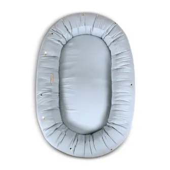 Babynest din bumbac organic pentru bebelusi Filibabba, Cool Summer, pearl blue