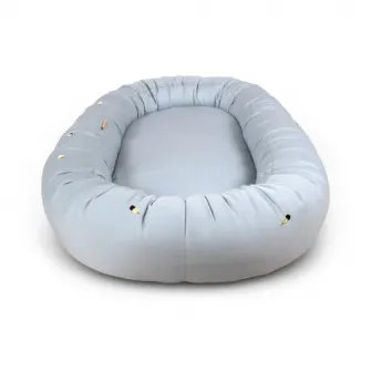 Babynest din bumbac organic pentru bebelusi Filibabba, Cool Summer, pearl blue
