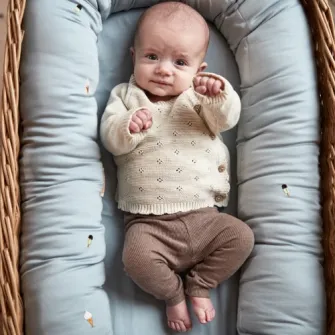Babynest din bumbac organic pentru bebelusi Filibabba, Cool Summer, pearl blue