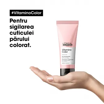 Balsam profesional, L’Oreal Professionnel Serie Expert Vitamino Color Resveratrol, pentru mentinerea culorii parului vopsit pentru un timp indelungat, formula cu Resveratrol, tehnologia antioxidanta, imbunatateste regenerarea fibrei, 200ml