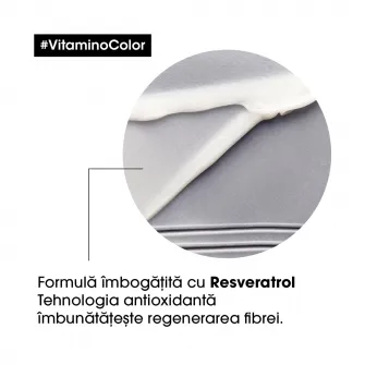 Balsam profesional, L’Oreal Professionnel Serie Expert Vitamino Color Resveratrol, pentru mentinerea culorii parului vopsit pentru un timp indelungat, formula cu Resveratrol, tehnologia antioxidanta, imbunatateste regenerarea fibrei, 200ml