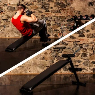 Banca abdomen inclinata reglabila, Gorilla Sports, Negru