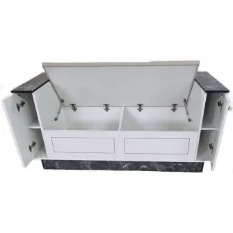 Bancheta bucatarie Kring Leeds, 150x55x76 cm, include spatiu depozitare, culoare alb / wenge