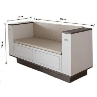 Bancheta bucatarie Kring Leeds, 150x55x76 cm, include spatiu depozitare, culoare alb / wenge