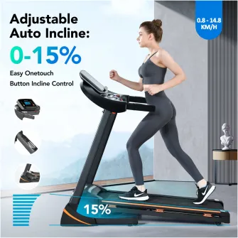 Banda alergare Kondition X8218, motor 1.75CP, viteza 0.8-14.8km/h, inclinare electrica, greutate maxima utilizator 110 kg
