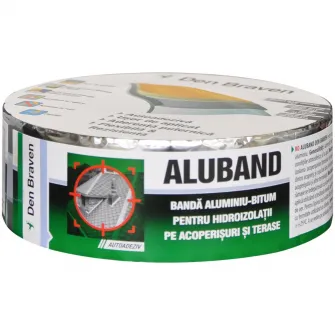 Banda aluminiu-bitum Den Braven RolaISO, pentru hidroizolatii pe acoperisuri si terase, autoadeziv, 1.2mm, 5cm, 10m