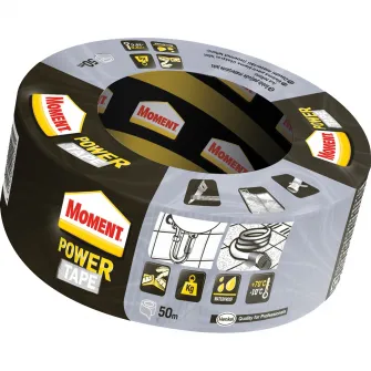Banda autoadeziva Moment Power Tape, 50m x 50mm, argintiu