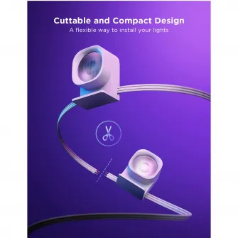 Banda cu spoturi LED RGBIC inteligenta Govee String Downlights H608A, Wi-Fi, Sincronizare muzica, 25 spoturi, 5m, Clasa energetica G