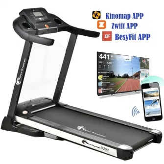 Banda de alergare electrica FitTronic Delta 200, Motor 2.5CP, Viteza maxima 14 km, Arcuri pentru amortizare, Autolubrifiere, bluetooth, Kinomap, Zwift, Besyfit