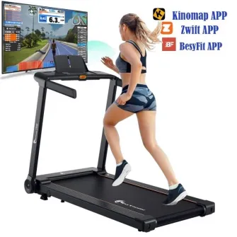 Banda de alergare FitTronic Delta 3500 PRO, motor 2 CP, viteza maxima 16 km/h, inclinatie electrica 25%, greutate suportata 120 kg, suprafata alergare 120 x 45 cm, Aplicatii Kinomap, Zwift, Besyfit